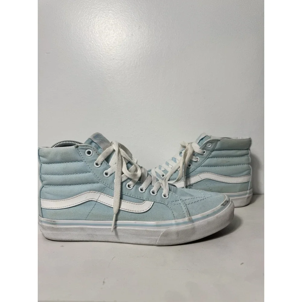 VANS Sk8 Hi Baby‎ Blue Classic Canvas Lace Up Skate Shoes Men's 6.5 Women's 8